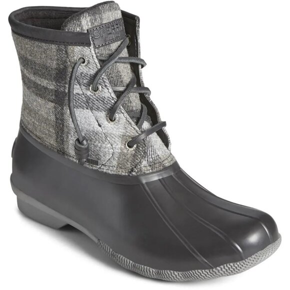 Sperry Shoes - Sperry Women's 9.5 Charcoal Saltwater Wool Plaid Waterproof Duck Boots